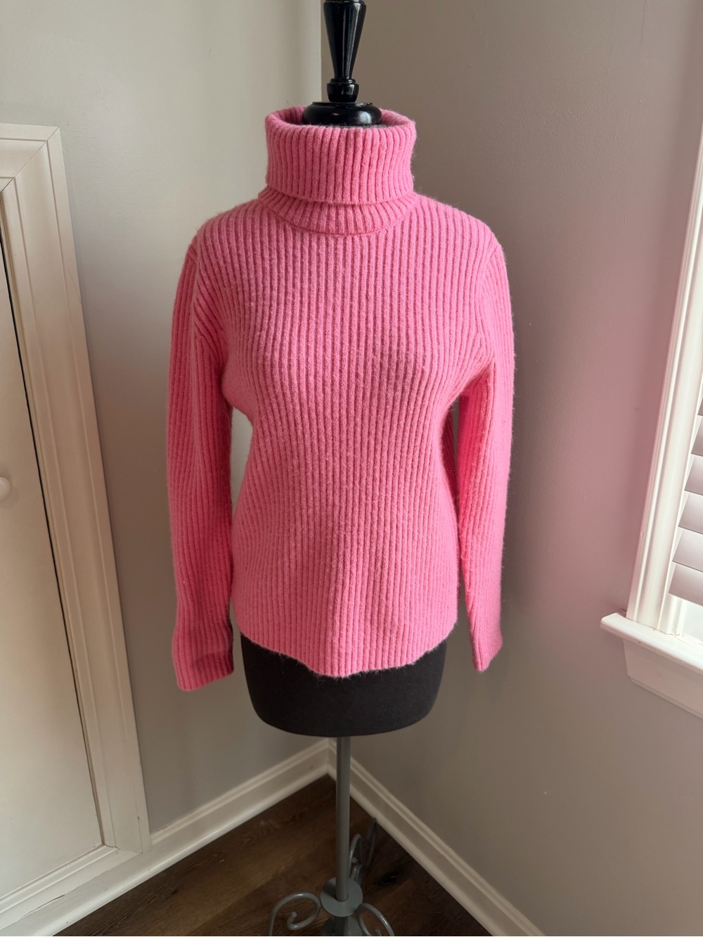 SHEIN Bubblegum Pink Chunky Ribbed Turtleneck Sweater